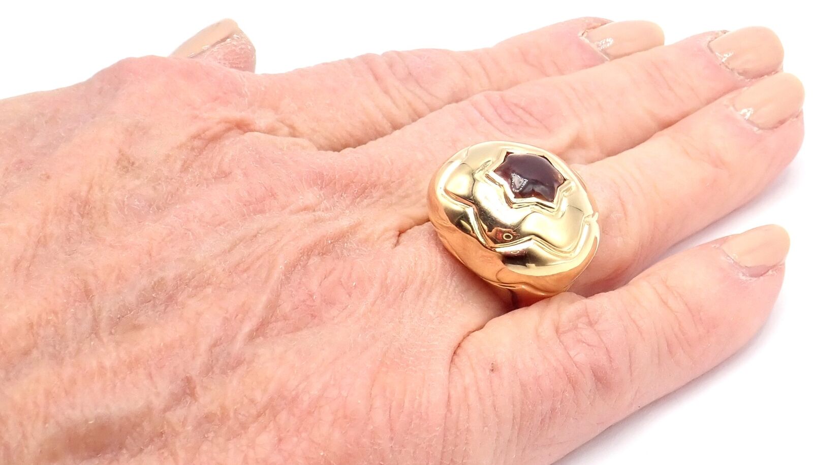 Authentic Bulgari Bvlgari 18k Yellow Gold Star Of David Shape Citrine Bombe Ring | Fortrove
