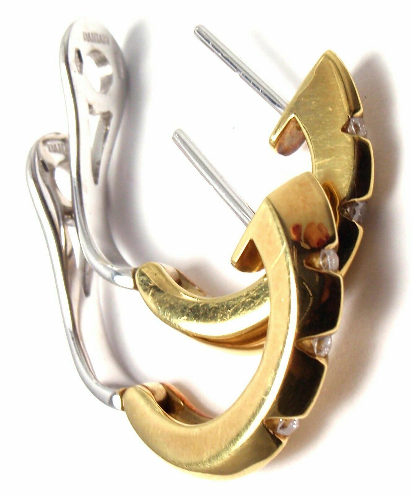 Damiani Jewelry & Watches:Fine Jewelry:Earrings Authentic! Damiani 18k Yellow & White Gold Diamond Hoop Earrings