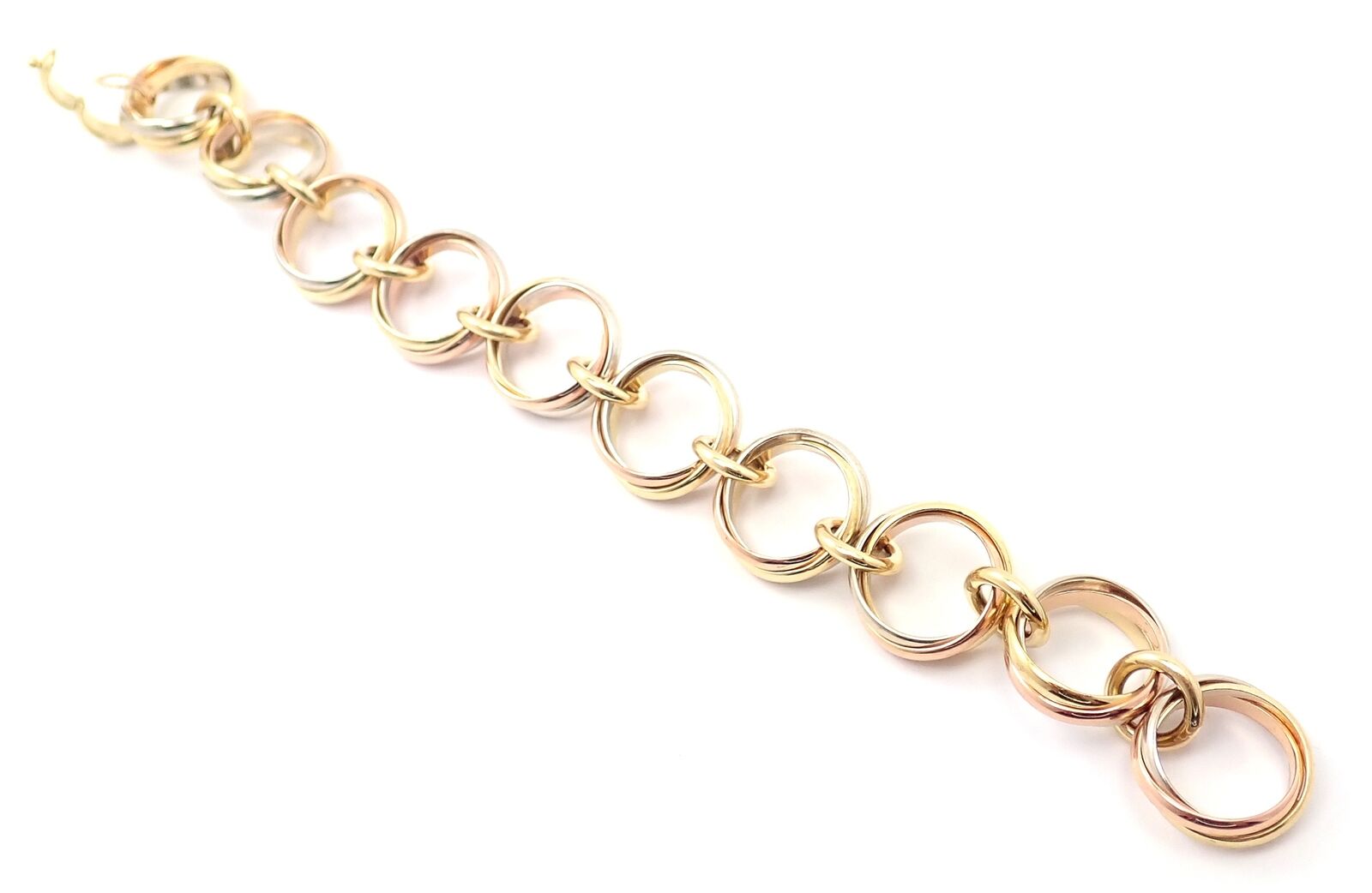 Authentic! Cartier Trinity 18k Multi Color Gold Round Wide Link Bracelet | Fortrove