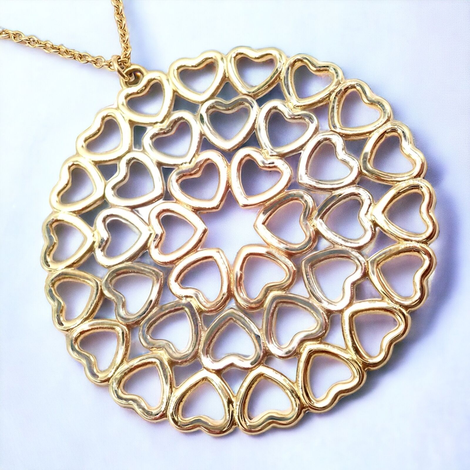 Tiffany & Co Picasso 18k Tri-Color Gold Large Crown of Hearts Pendant Necklace | Fortrove