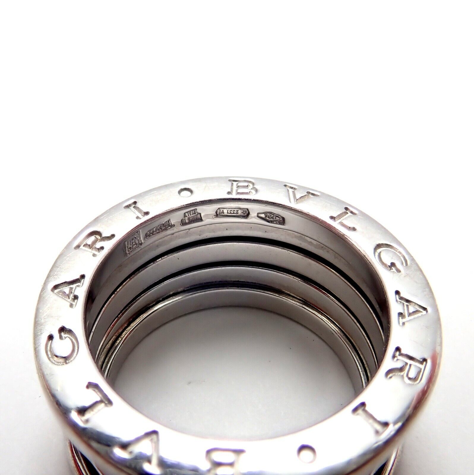 Bulgari 18k White Gold 4 Row B Zero Band Ring Sz us 51 eu 5.75 | Fortrove