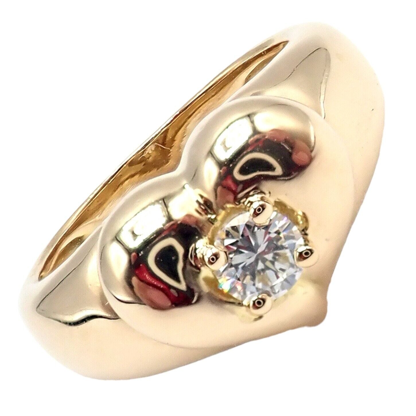 Rare! Authentic Van Cleef & Arpels 18k Yellow Gold Diamond Heart Ring | Fortrove