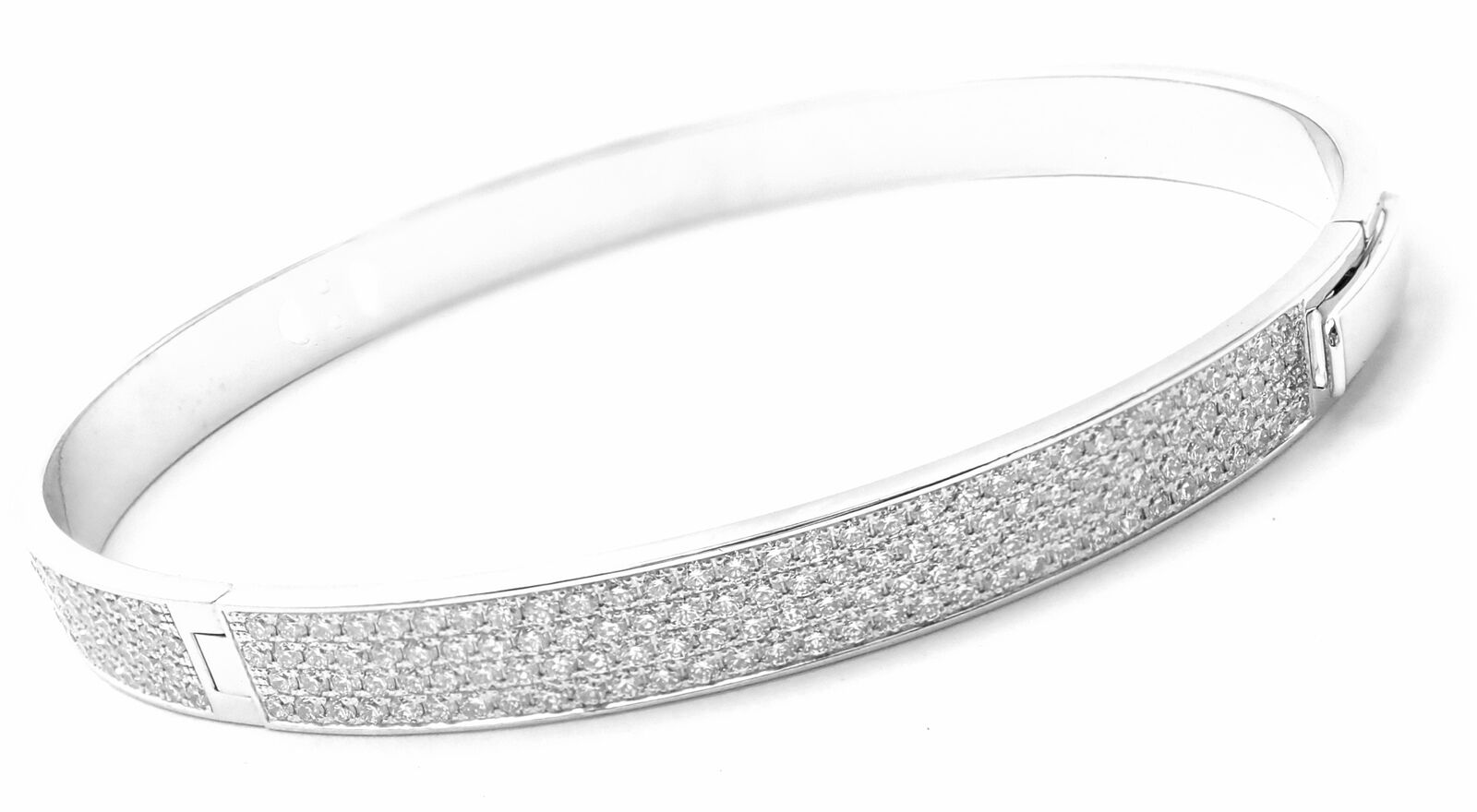 Authentic! Hermes H D'Ancre 18k White Gold Diamond Small Model Bangle Bracelet | Fortrove