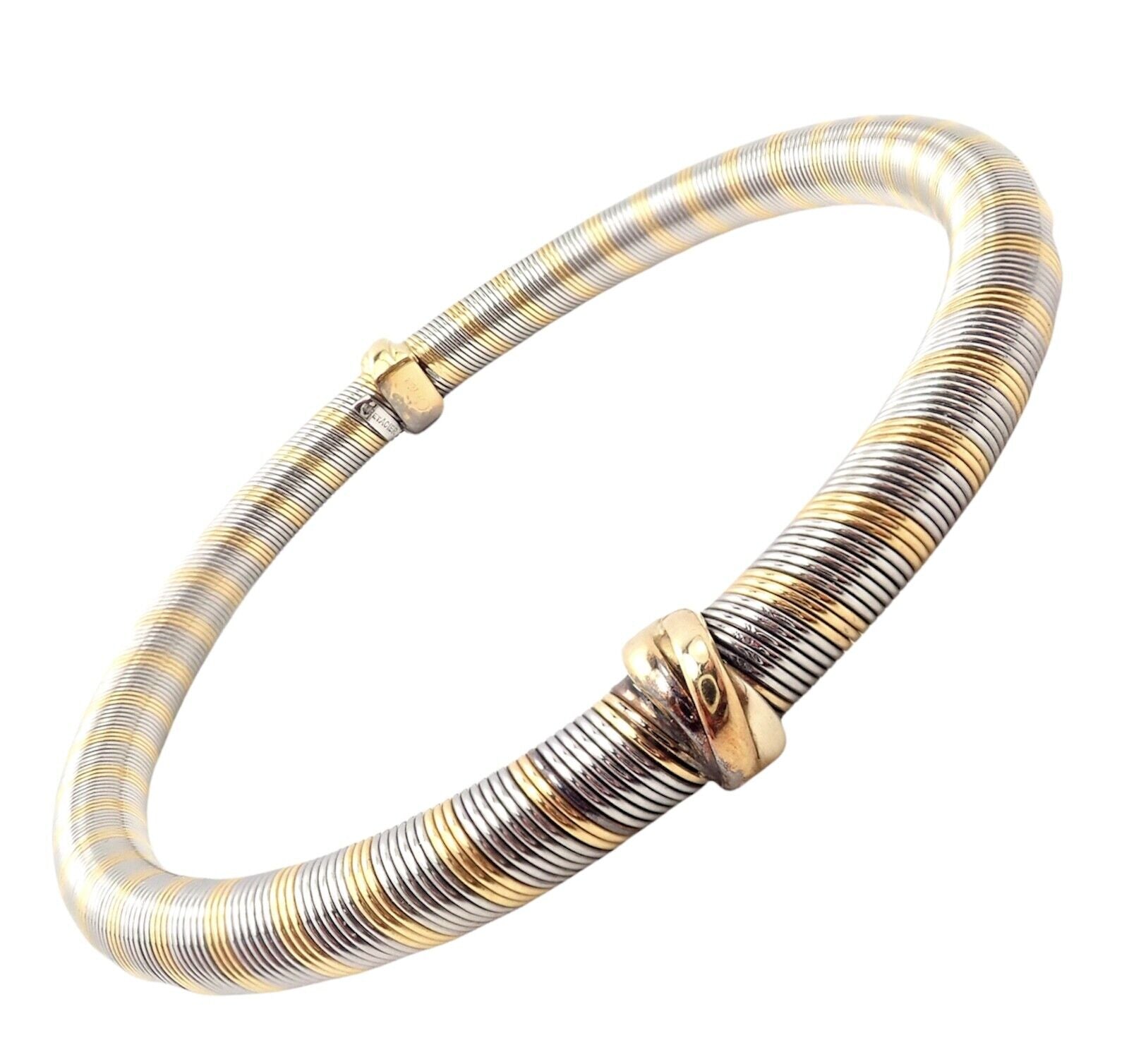 Authentic Vintage Cartier 18k Yellow Gold + Steel Bangle Trinity Bracelet | Fortrove