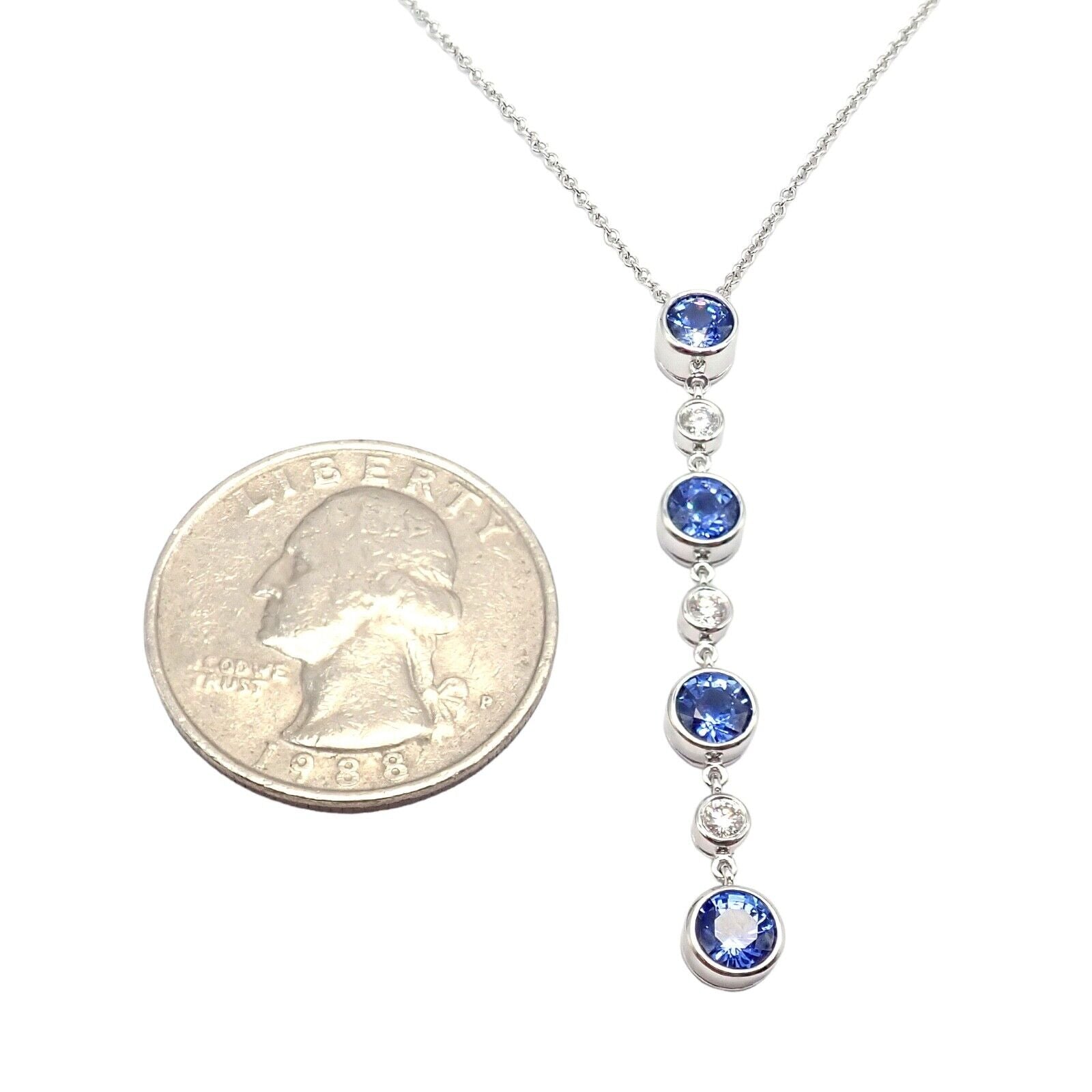 Authentic! Tiffany & Co Platinum Jazz Diamond Tanzanite Pendant Necklace | Fortrove