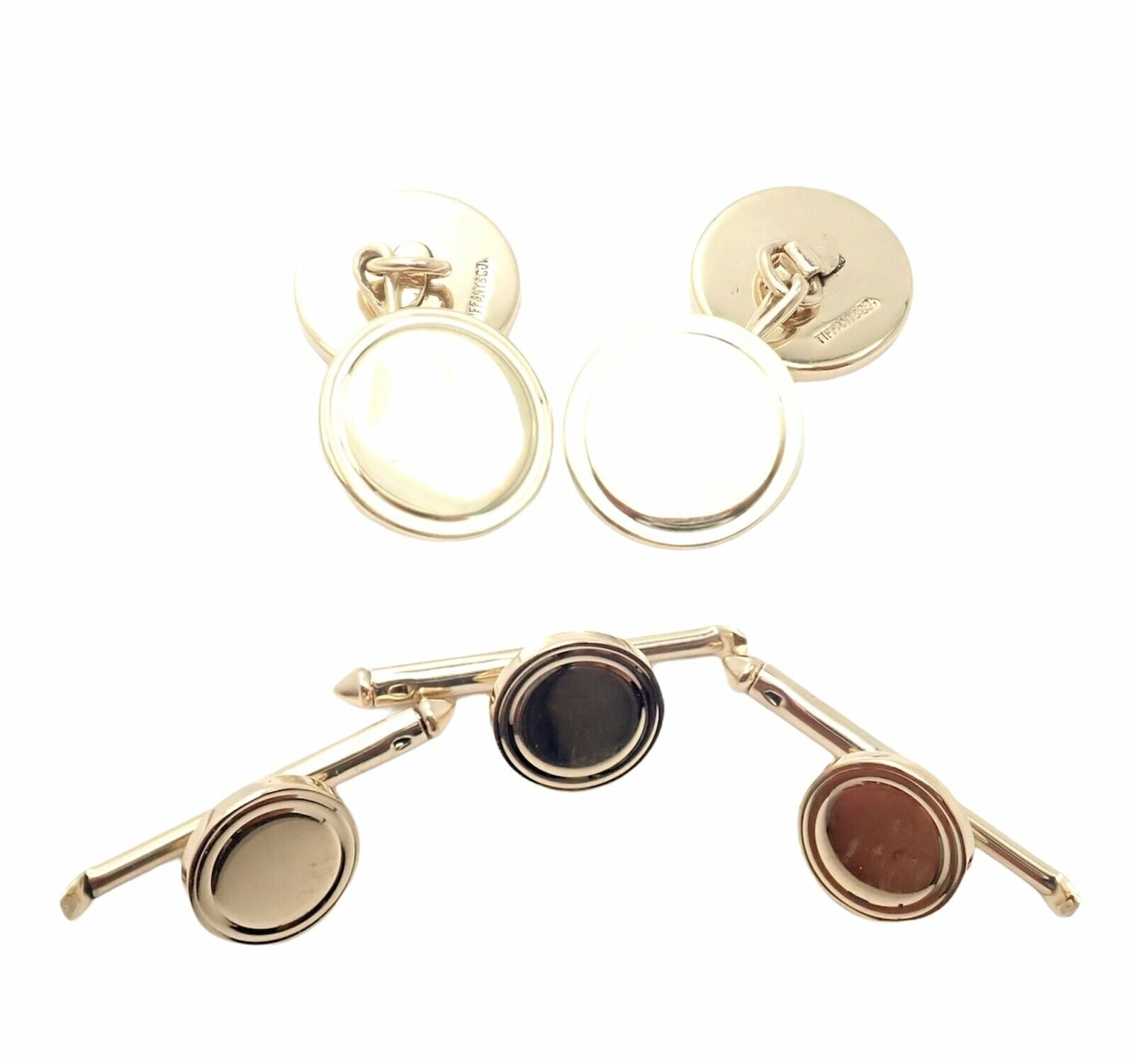Authentic Tiffany & Co. 14k Yellow Gold Mens Cufflinks Tuxedo Buttons Full Set | Fortrove