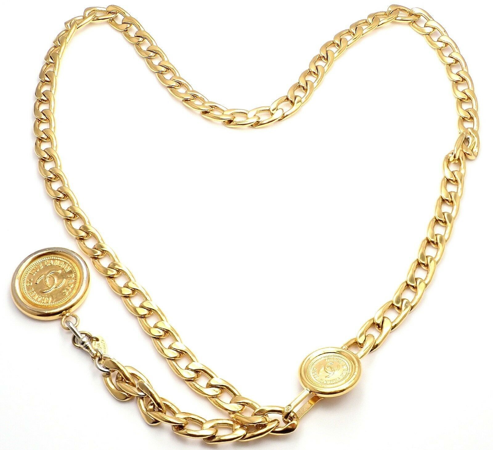 Chanel Jewelry & Watches:Fashion Jewelry:Necklaces & Pendants Amazing Authentic Chanel Gold Tone Draped Clasp Belt Necklace 34"