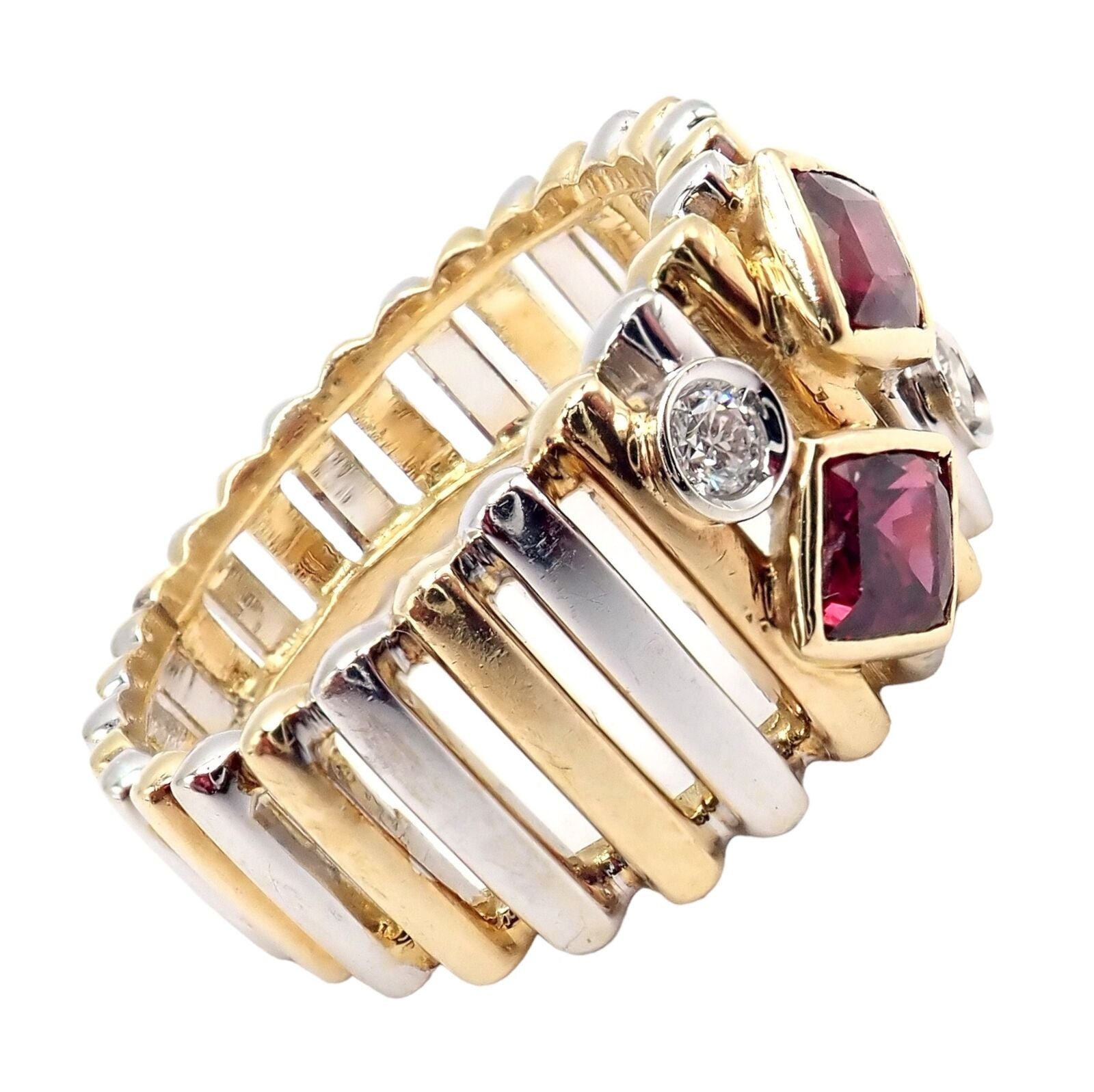 Rare! Authentic Van Cleef & Arpels 18k Yellow + White Gold Diamond Ruby Ring | Fortrove