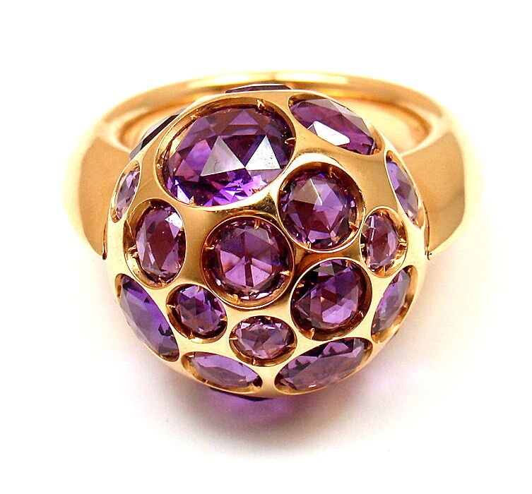 NEW! AUTHENTIC POMELLATO HAREM 18K YELLOW GOLD AMETHYST RING sz 4.5 with TAG | Fortrove