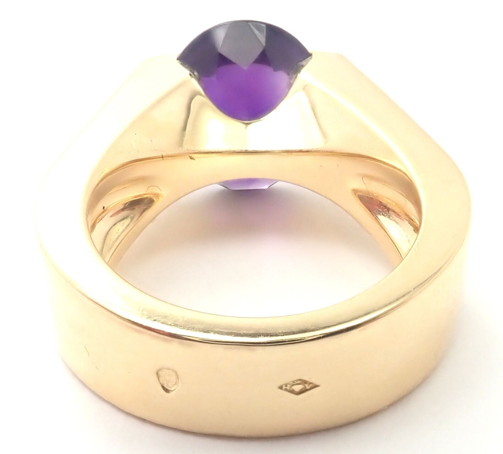 Authentic! Cartier Tankissi 18k Yellow Gold Diamond Large Amethyst Ring Paper | Fortrove