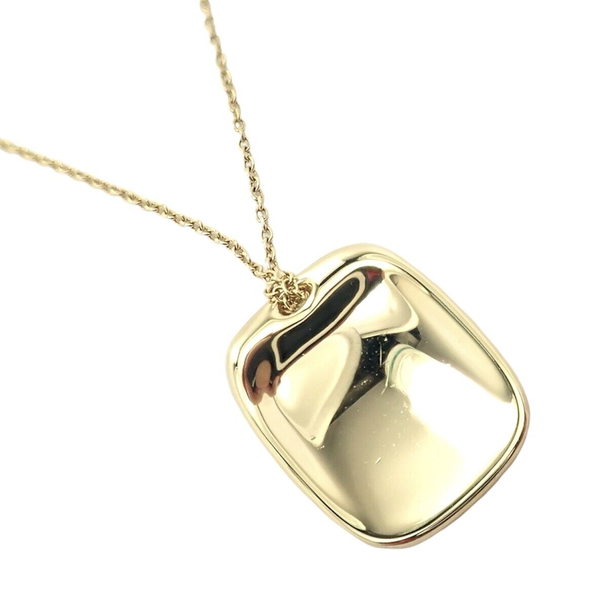 Tiffany & Co 18k Yellow Gold Rectangle Concave Disc ID Necklace | Fortrove