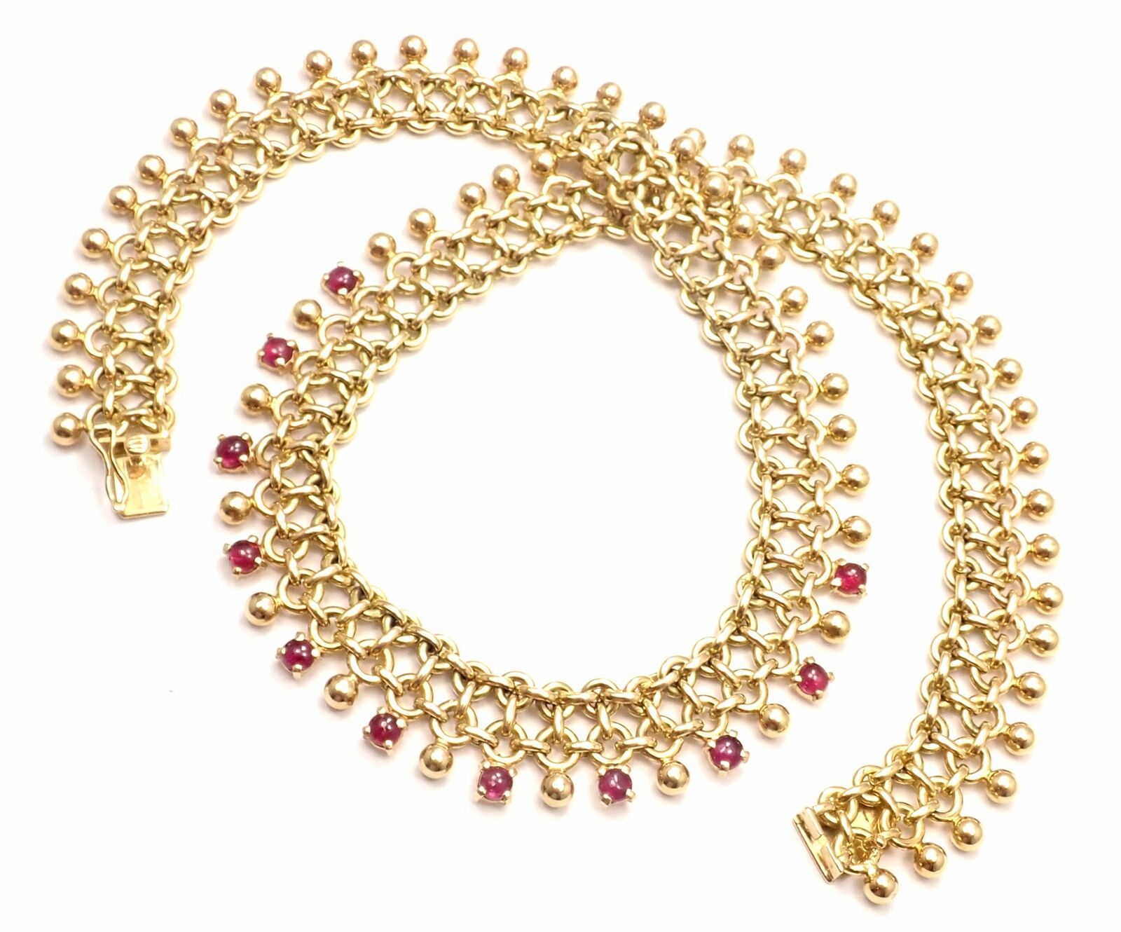 Rare! Vintage Authentic Tiffany & Co 18k Yellow Gold Ruby Collar Necklace | Fortrove