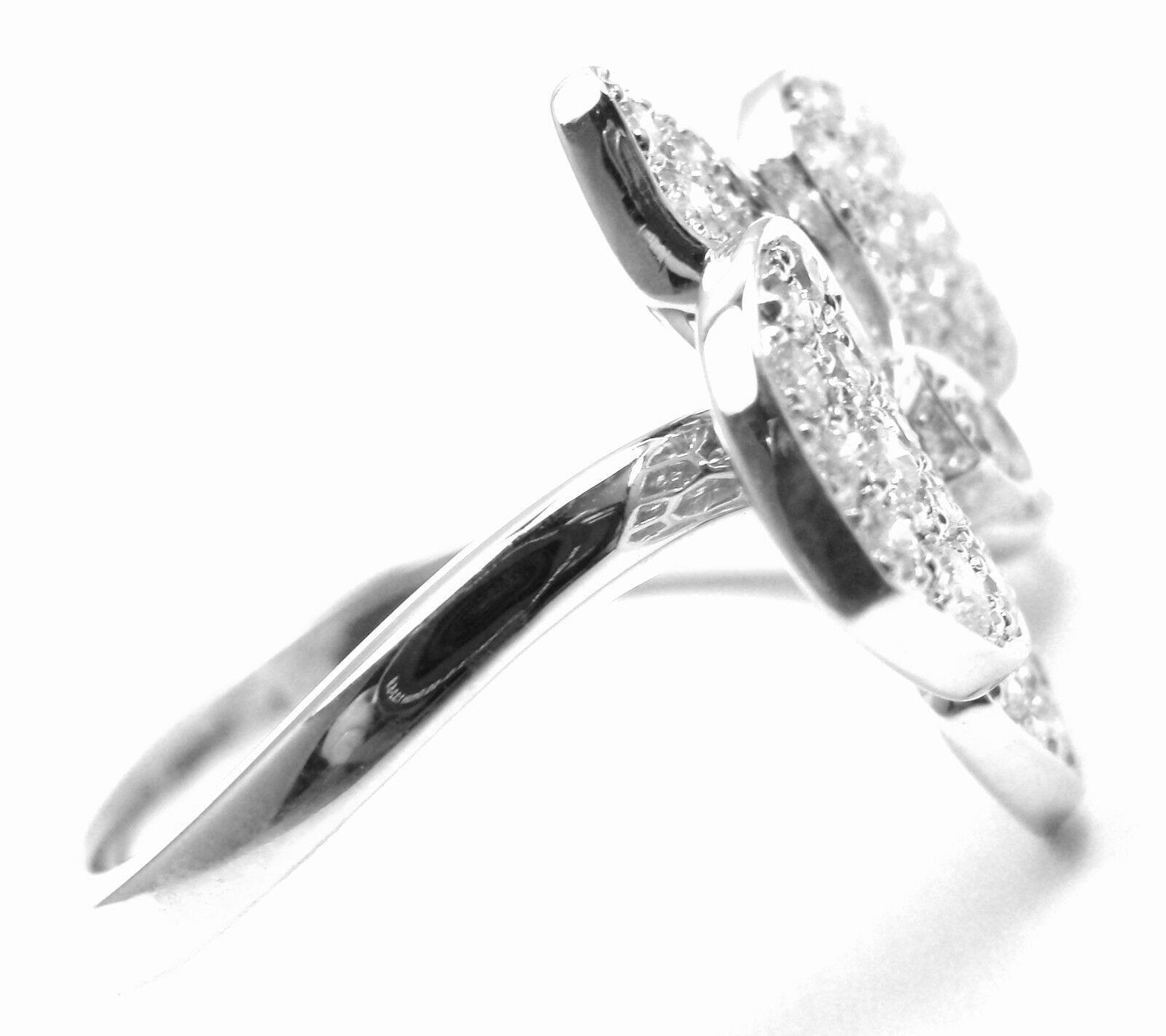 Authentic! Cartier Caresse D'orchidées Orchid Flower 18k White Gold Diamond Ring | Fortrove