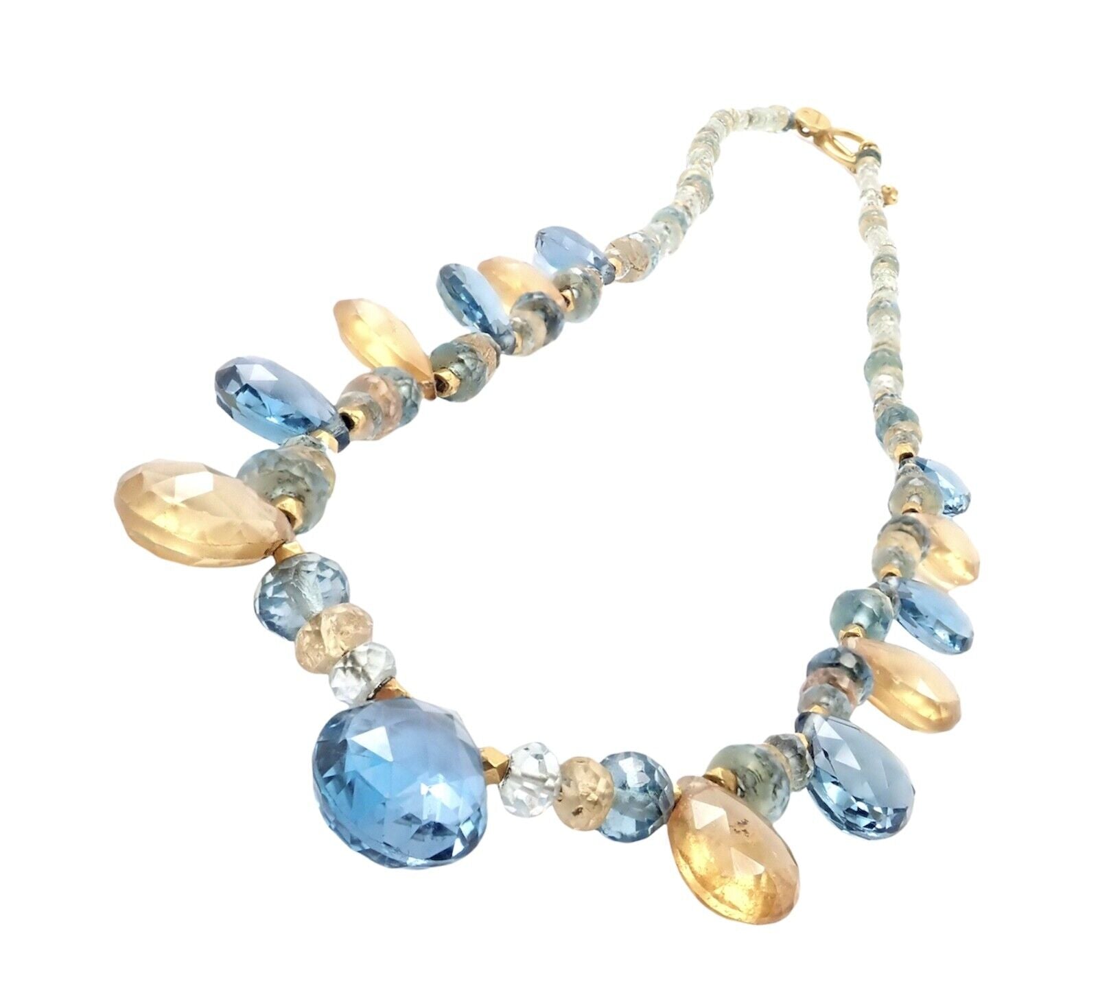 Laura Gibson 22k Yellow Gold Citrine Blue Topaz Citrine Necklace | Fortrove