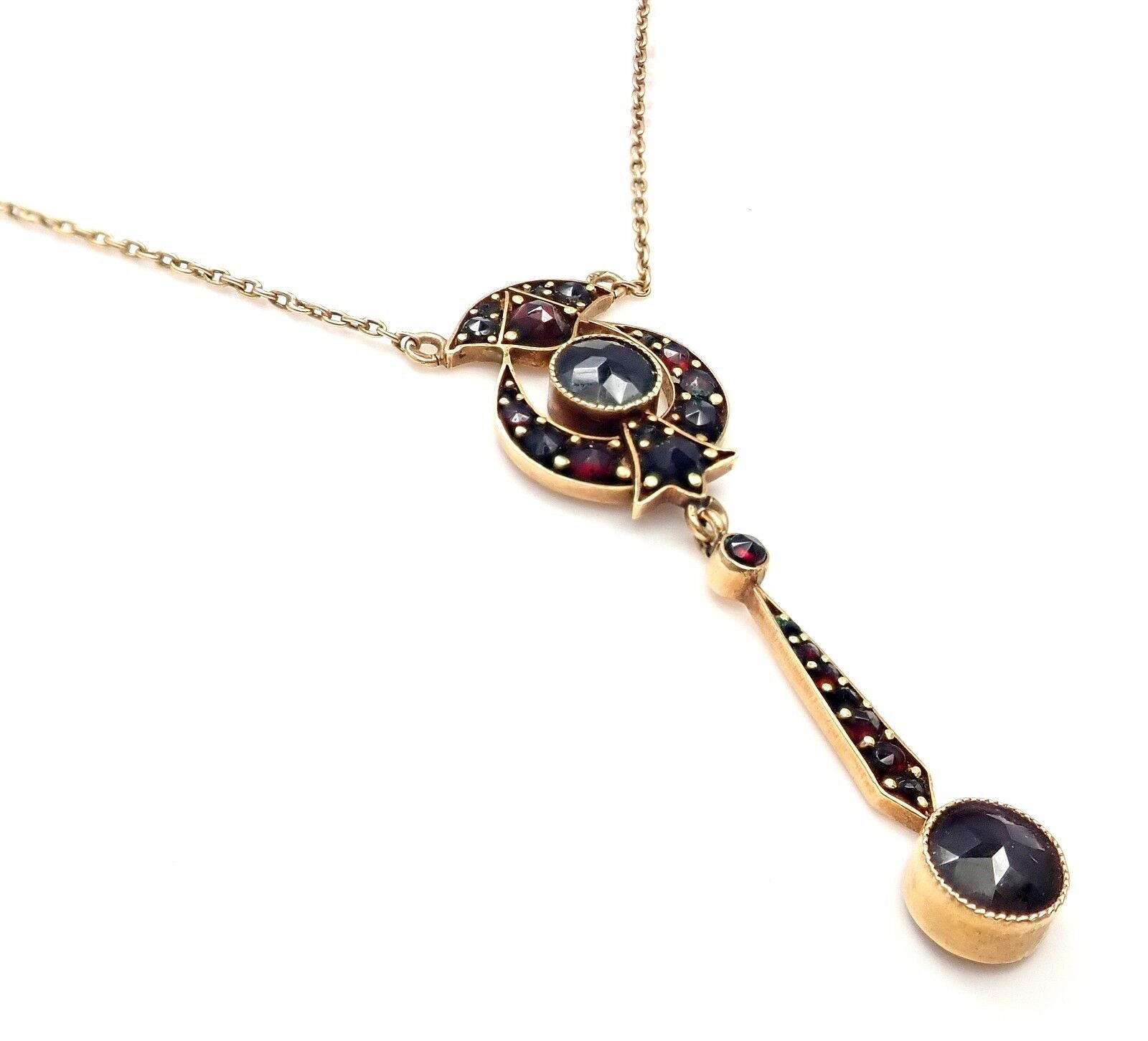 Unbranded Jewelry & Watches:Fine Jewelry:Necklaces & Pendants Vintage Estate 18k Rose Gold Garnet Pendant Necklace