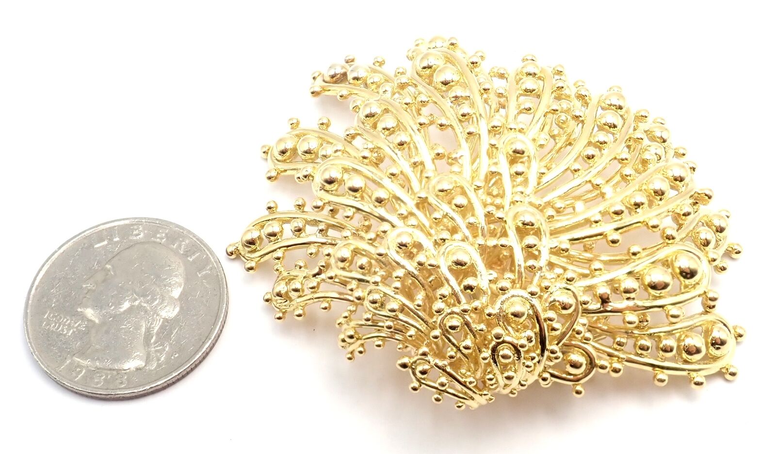 Rare! Authentic David Webb 18k Yellow Gold Large Brooch Pin | Fortrove