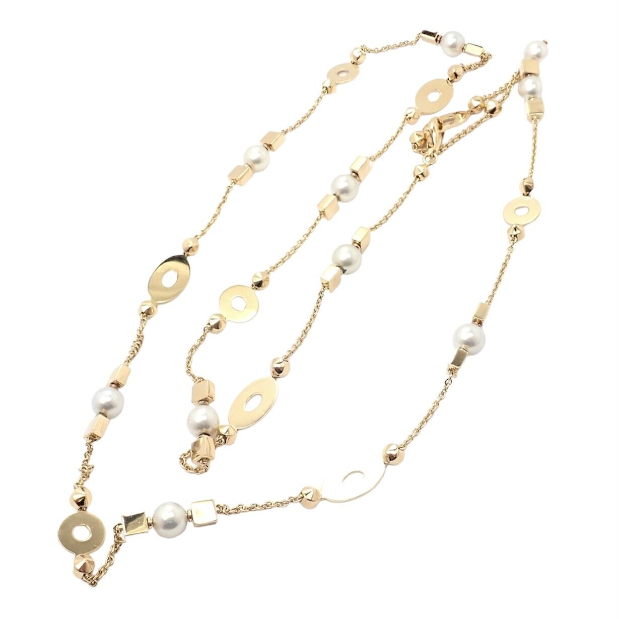 Authentic! Bulgari Bvlgari Lucea 18k Yellow Gold 34" 7mm Pearl Necklace | Fortrove