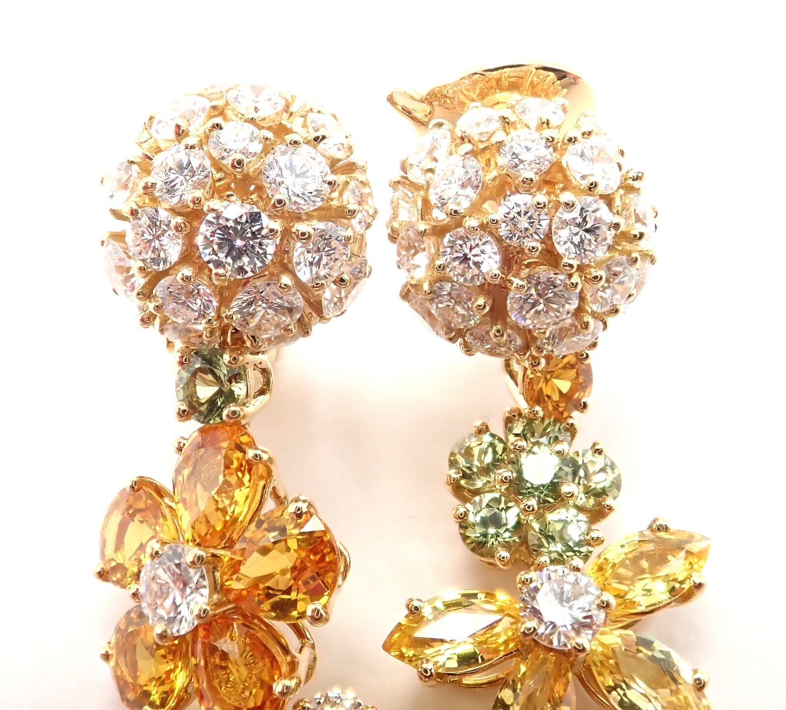 Authentic! Van Cleef & Arpels Folies des Pres 18k Gold Diamond Sapphire Earrings | Fortrove