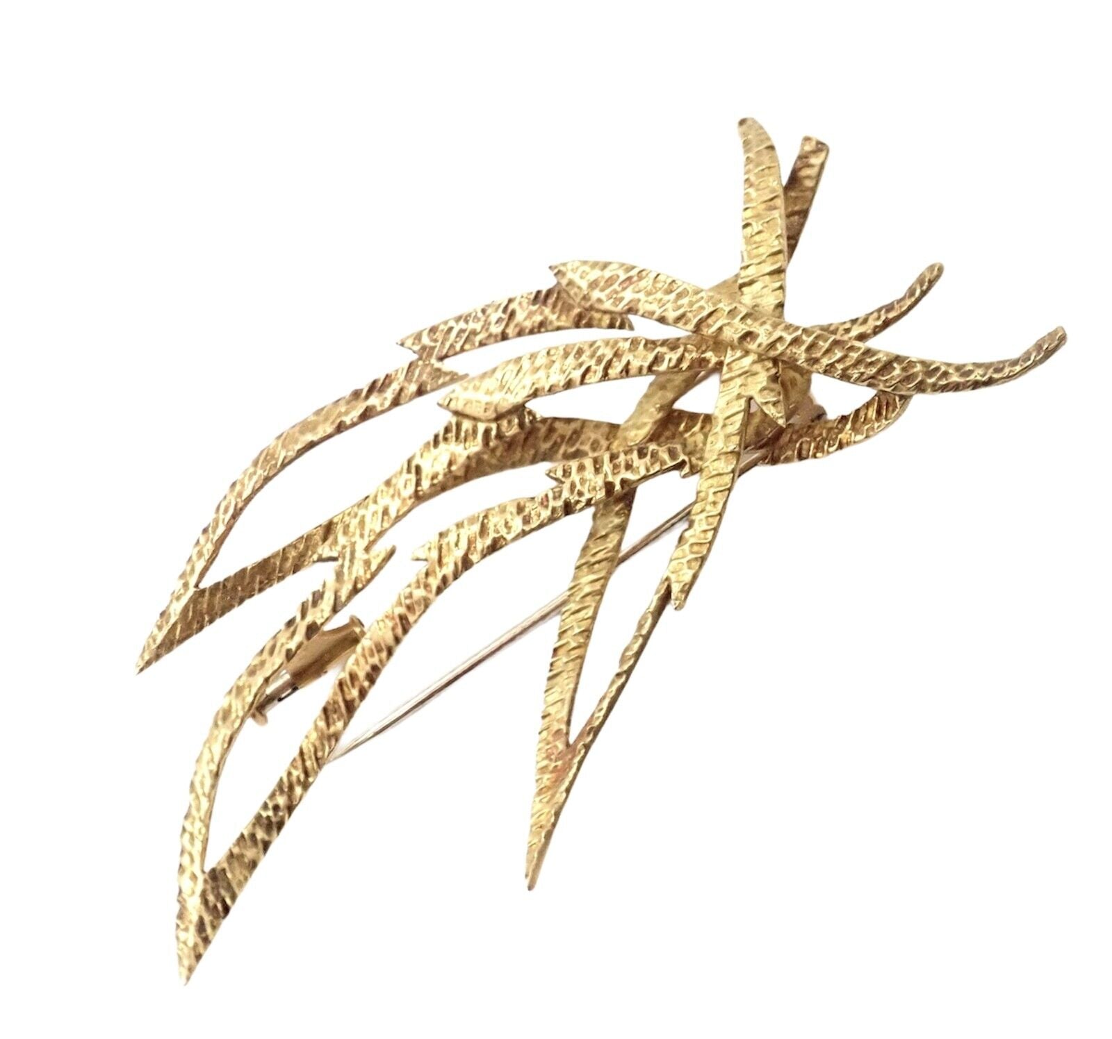 Rare Authentic Vintage Hermes Paris 18k Yellow Gold Starburst Comet Brooch Pin | Fortrove