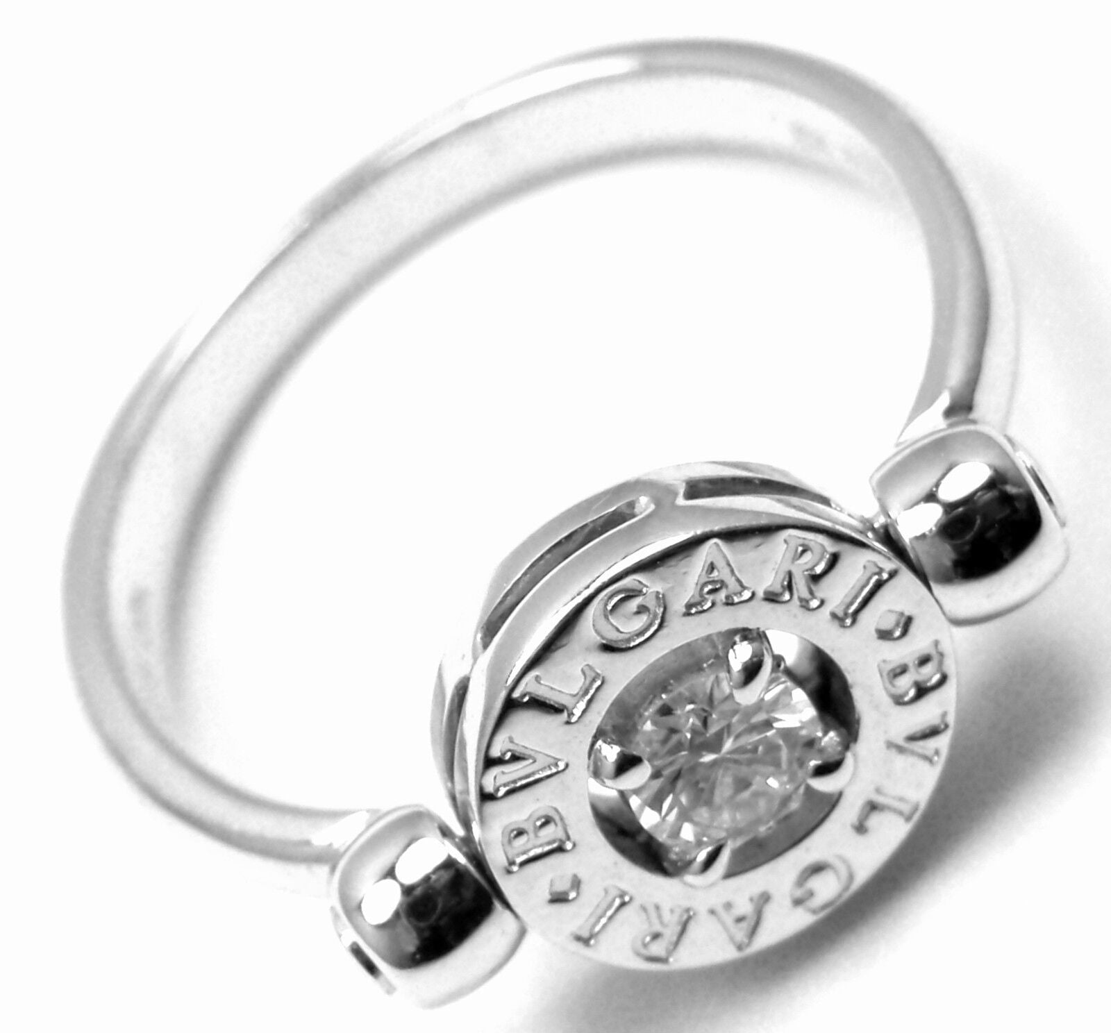 Authentic! Bvlgari Bulgari Flip 18k White Gold Diamond Band Ring | Fortrove