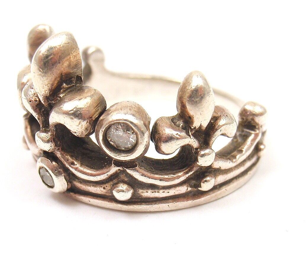 Rare! Authentic ROYAL ORDER Sterling Slver Diamond Crown Band Ring | Fortrove