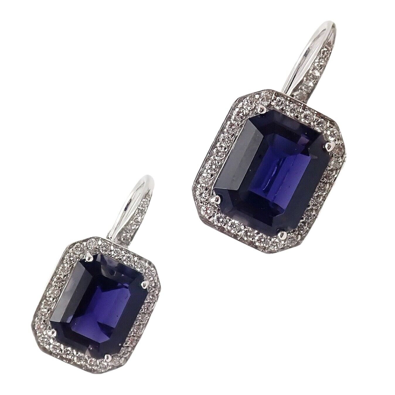 Authentic! Pasquale Bruni 18k White Gold Iolite Diamond Earrings | Fortrove