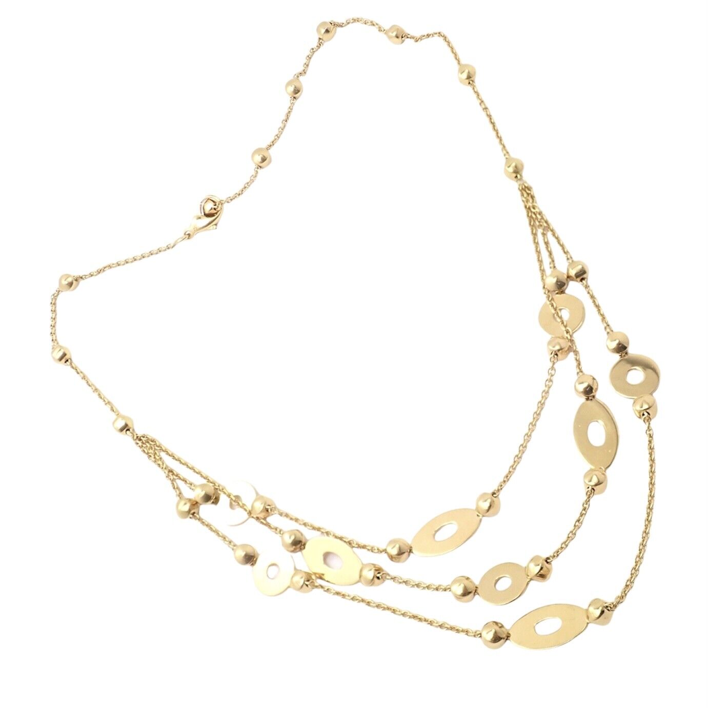 Authentic! Bulgari Bvlgari Lucea 18k Yellow Gold Three Row Necklace | Fortrove