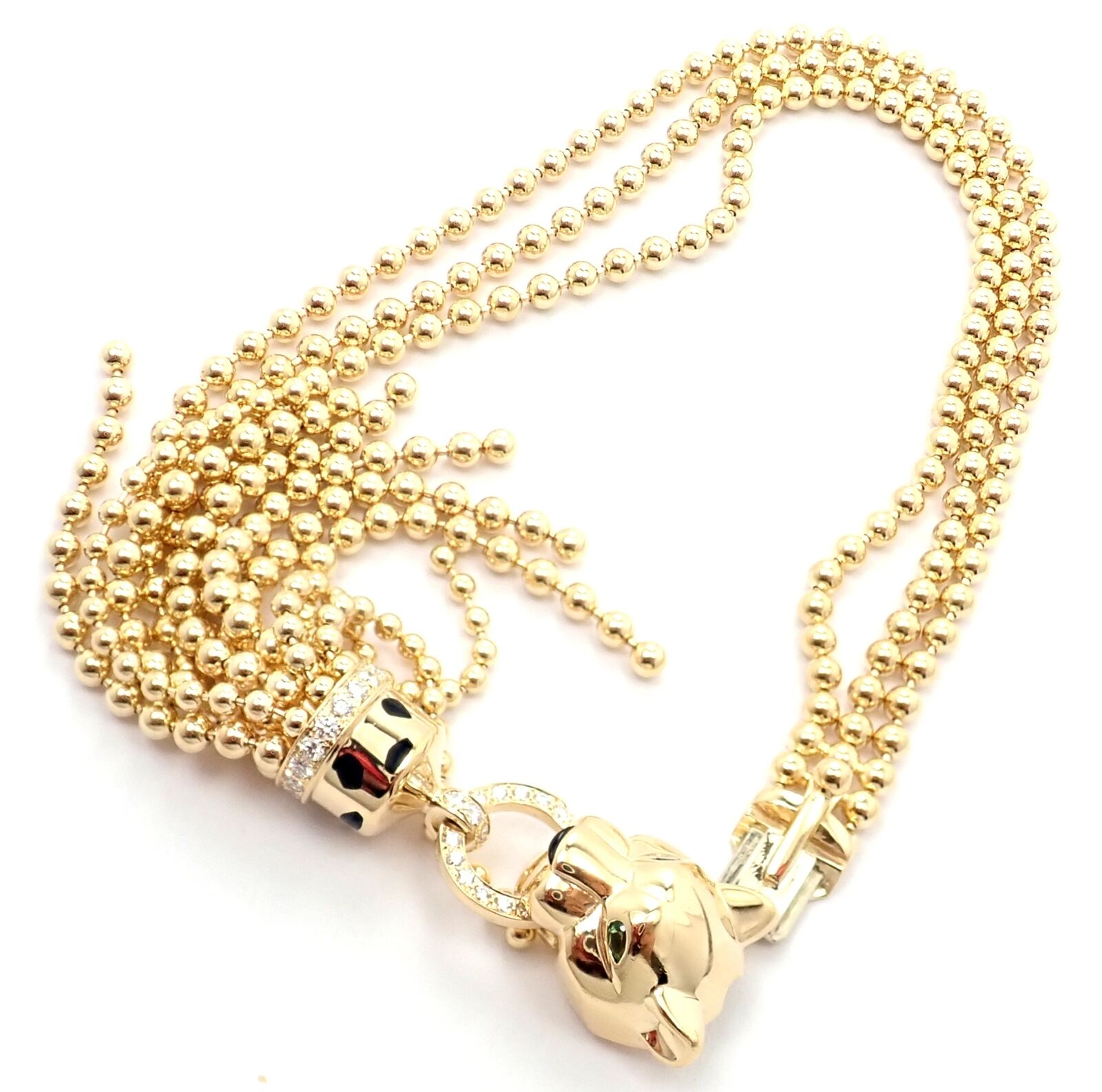 Authentic Panthere De Cartier Panther 18k Yellow Gold Diamond Tsavorite Bracelet | Fortrove