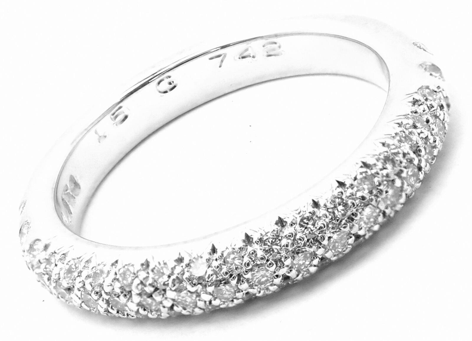 Authentic! Chanel 18k White Gold Diamond Band Ring | Fortrove