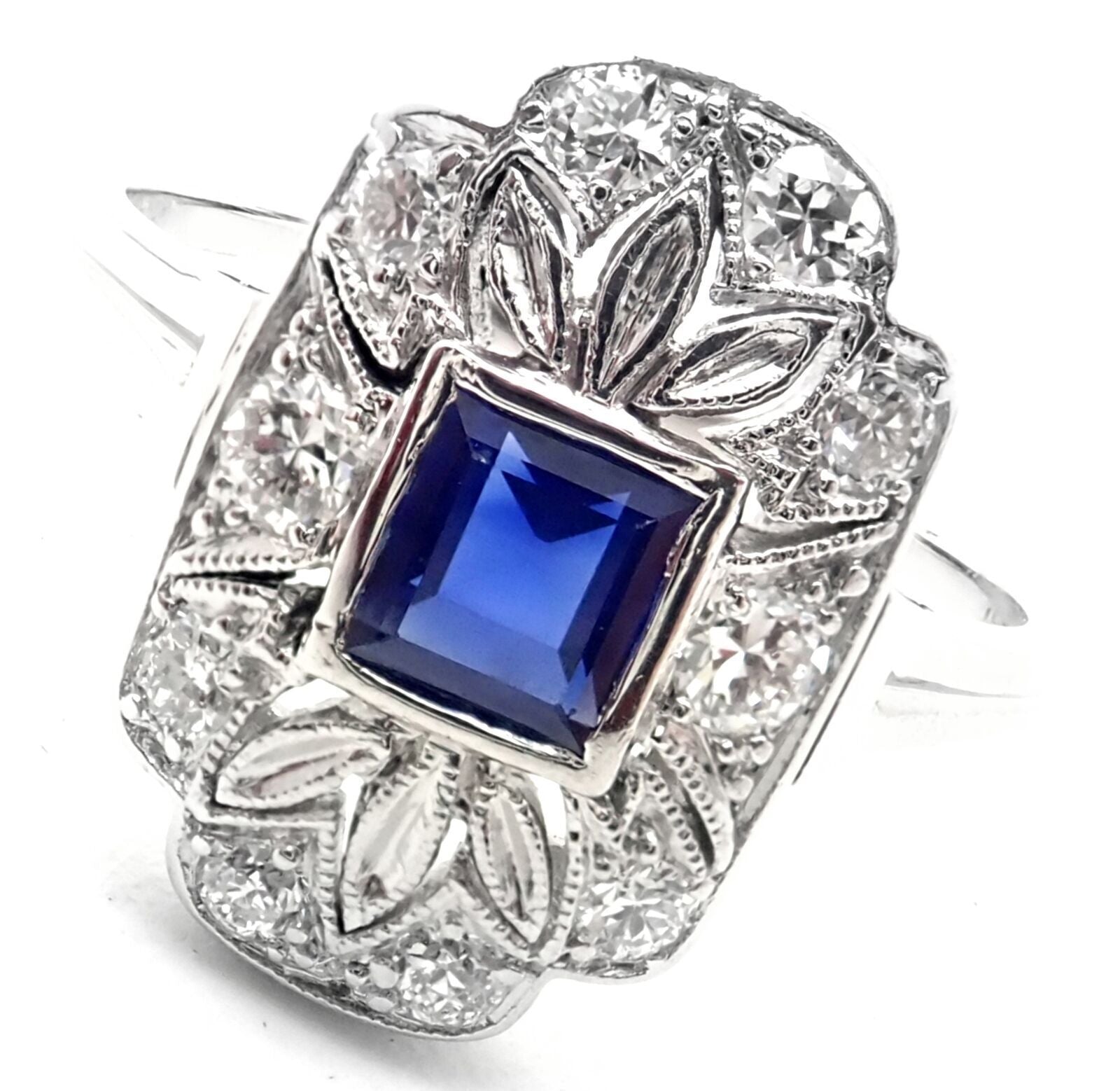 Vintage! Authentic Tiffany & Co Irid Platinum Diamond Sapphire Cocktail Ring | Fortrove