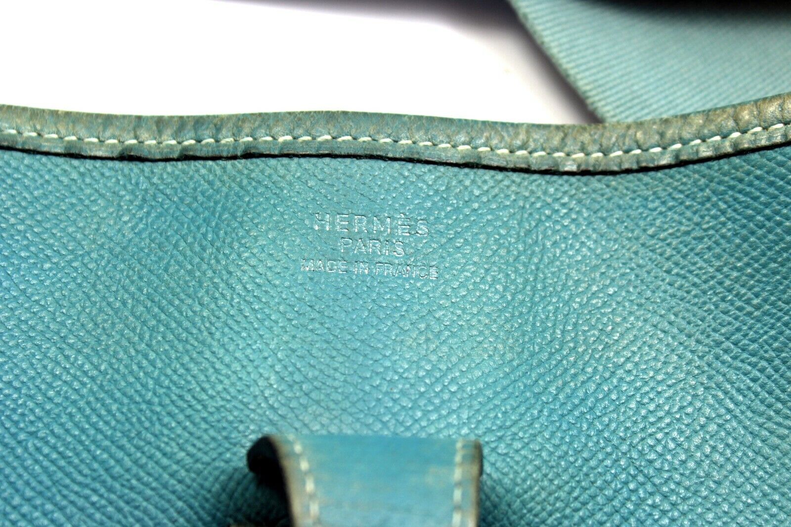 Authentic! Hermes Evelyne Blue Jean Epsom Leather PM Handbag Purse | Fortrove