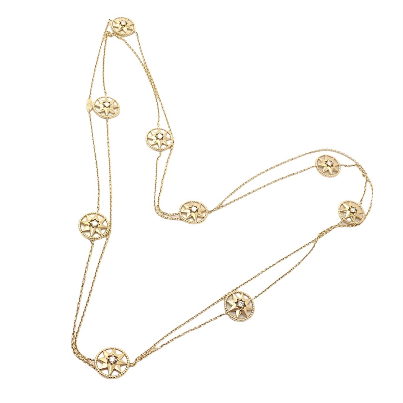 Christian Dior 18k Gold Rose De Vents Mother Of Pearl Diamond 42" Long Necklace | Fortrove