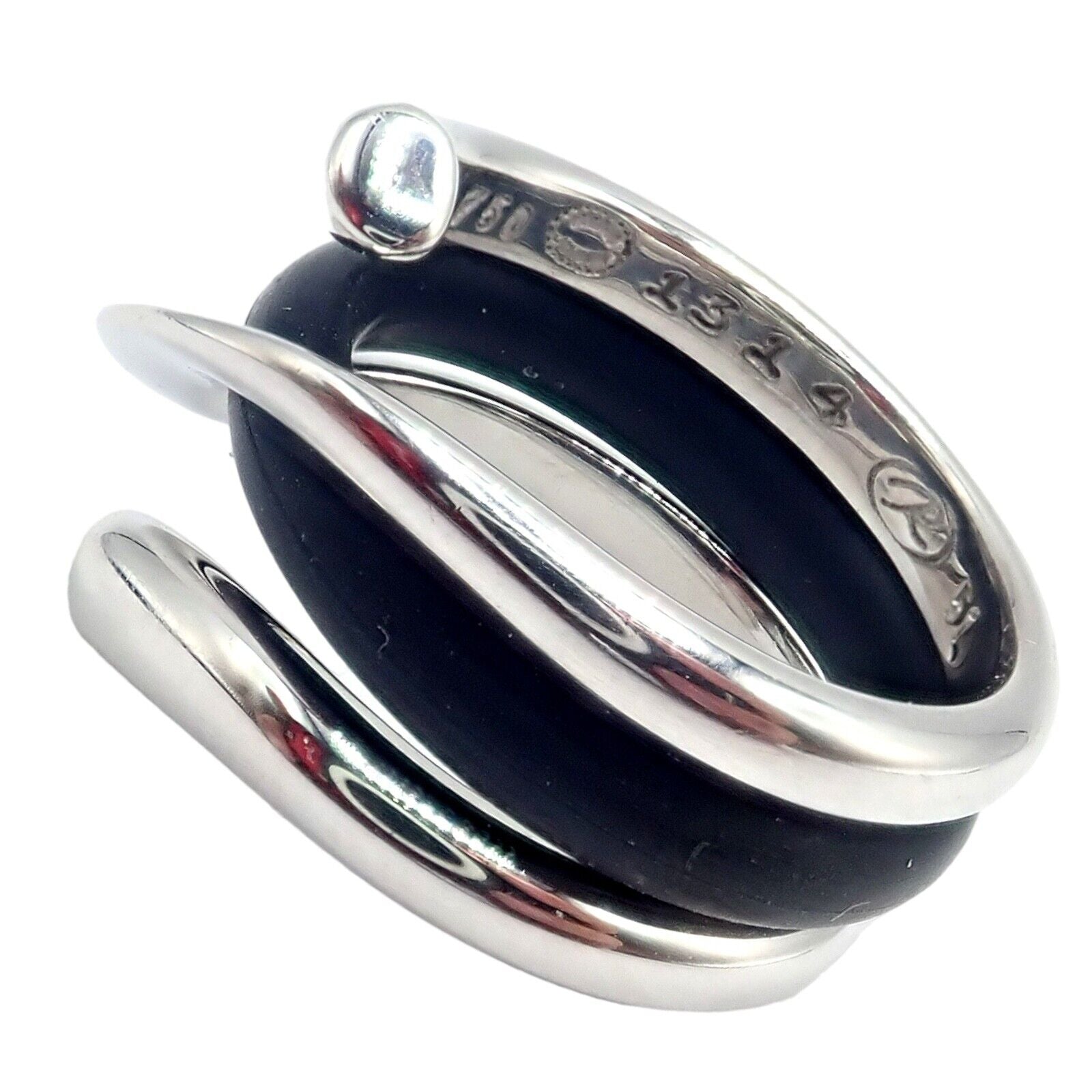 Authentic! Georg Jensen 18K White Gold Magic Rubber Ring sz 5.5 51 | Fortrove