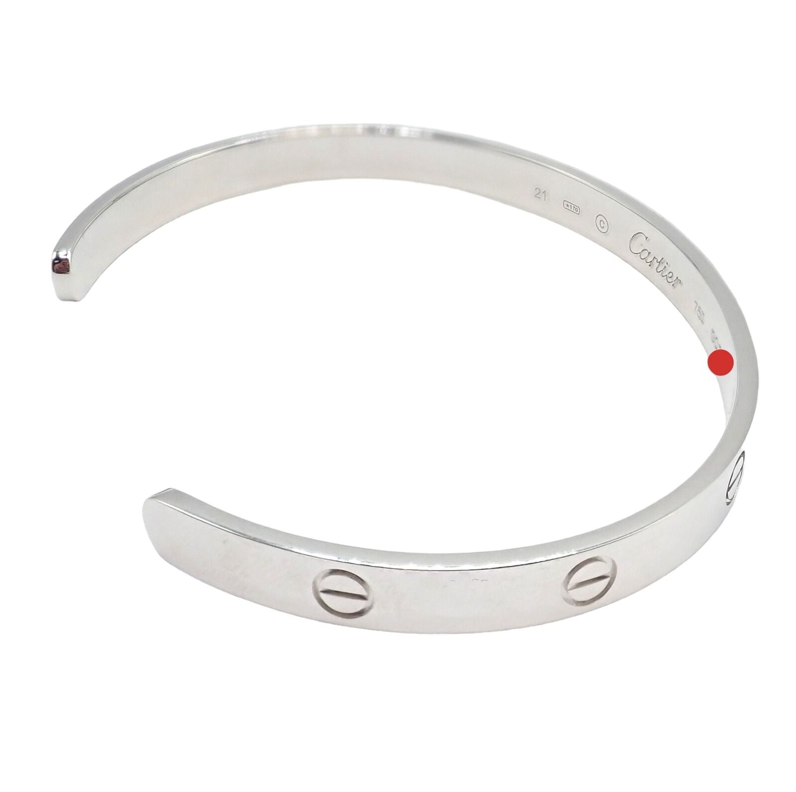 Authentic! Cartier 18k White Gold Love Cuff Open Bracelet Size 21 w/ Certificate | Fortrove