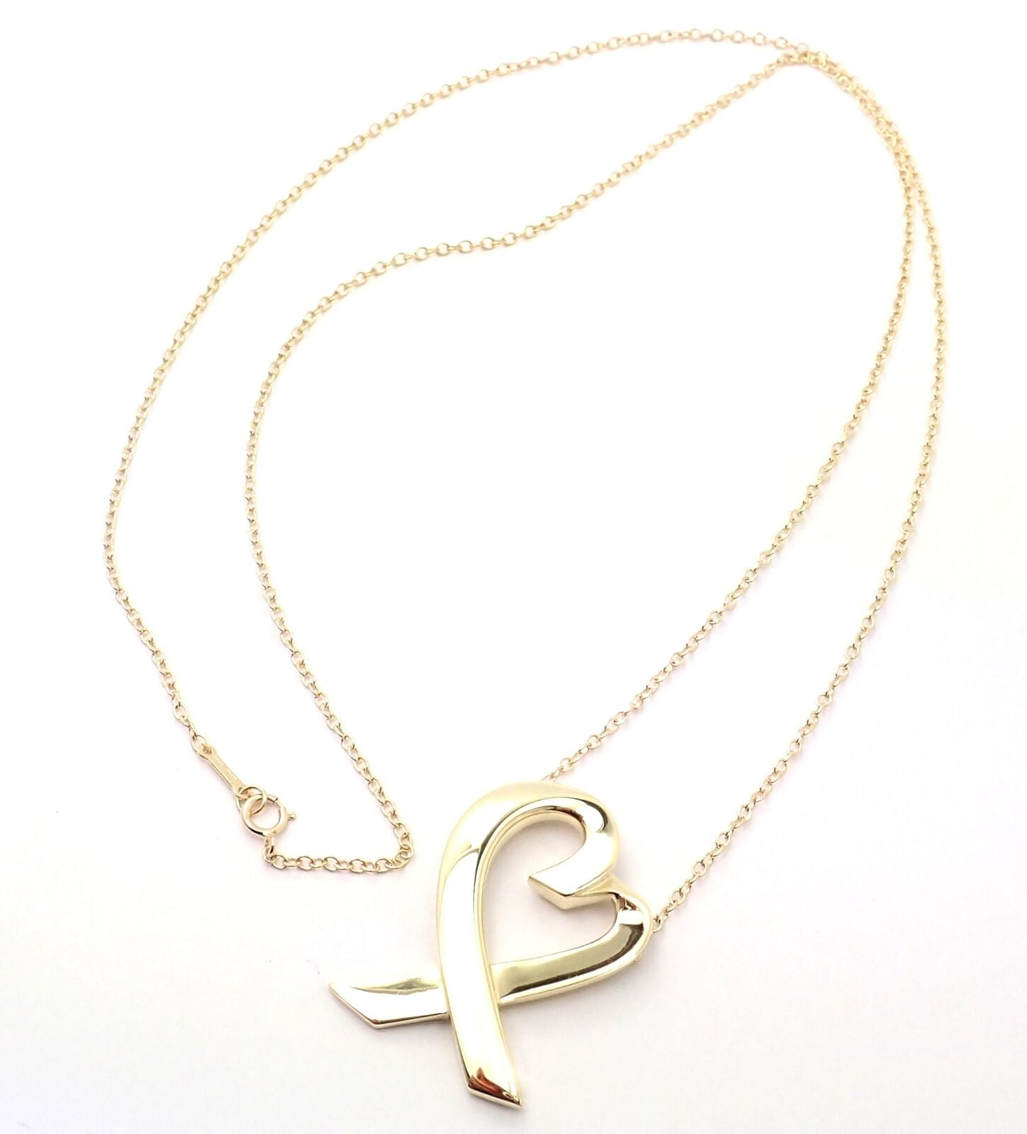 Authentic! Tiffany & Co Picasso 18k Yellow Gold Large Heart Pendant Necklace | Fortrove