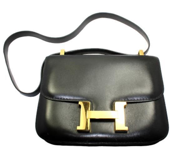 AUTHENTIC HERMES 23CM BLACK BOX LEATHER GHW CONSTANCE HANDBAG | Fortrove