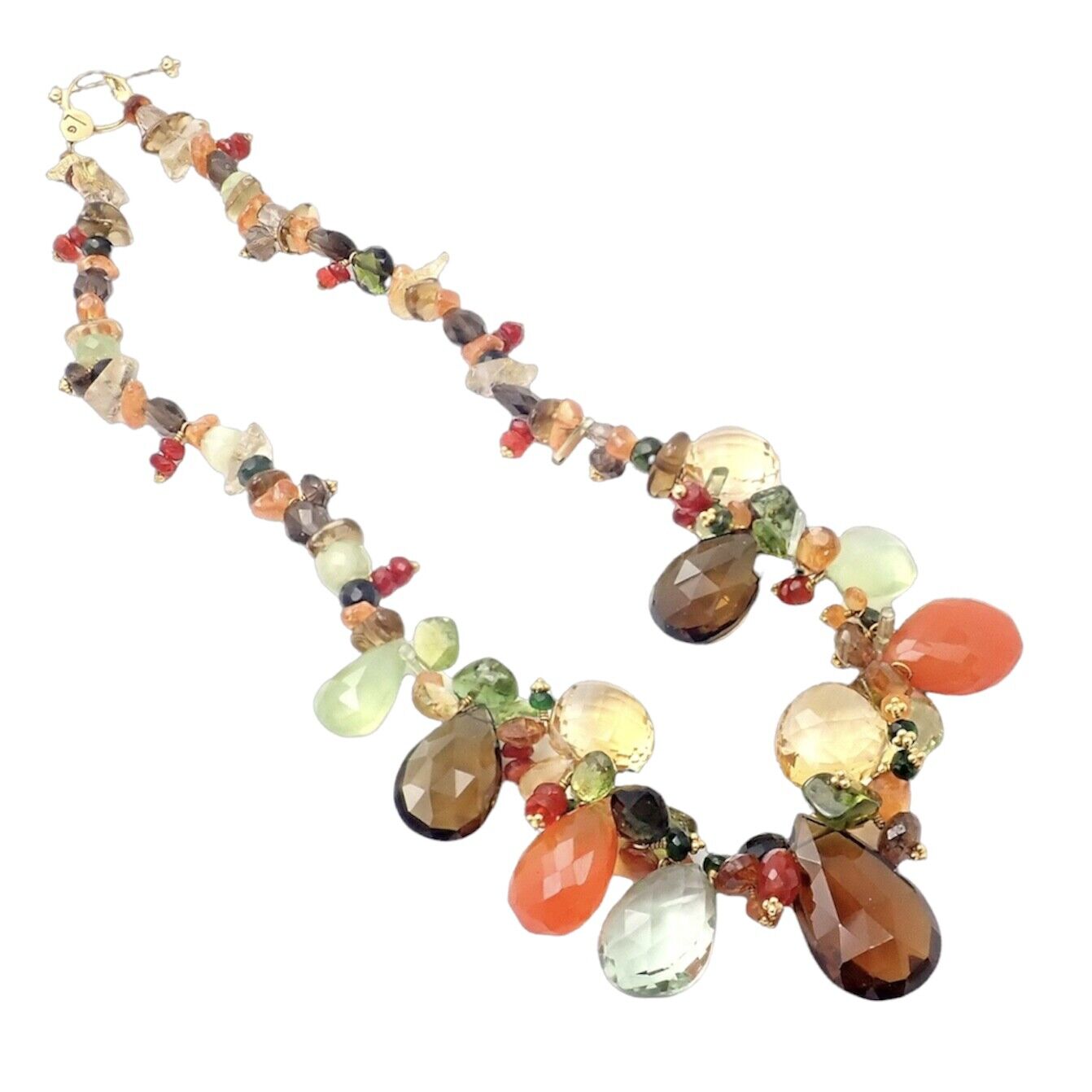 Rare Laura Gibson 22k Yellow Gold Briolette Onyx Spessartite Bead Candy Necklace | Fortrove