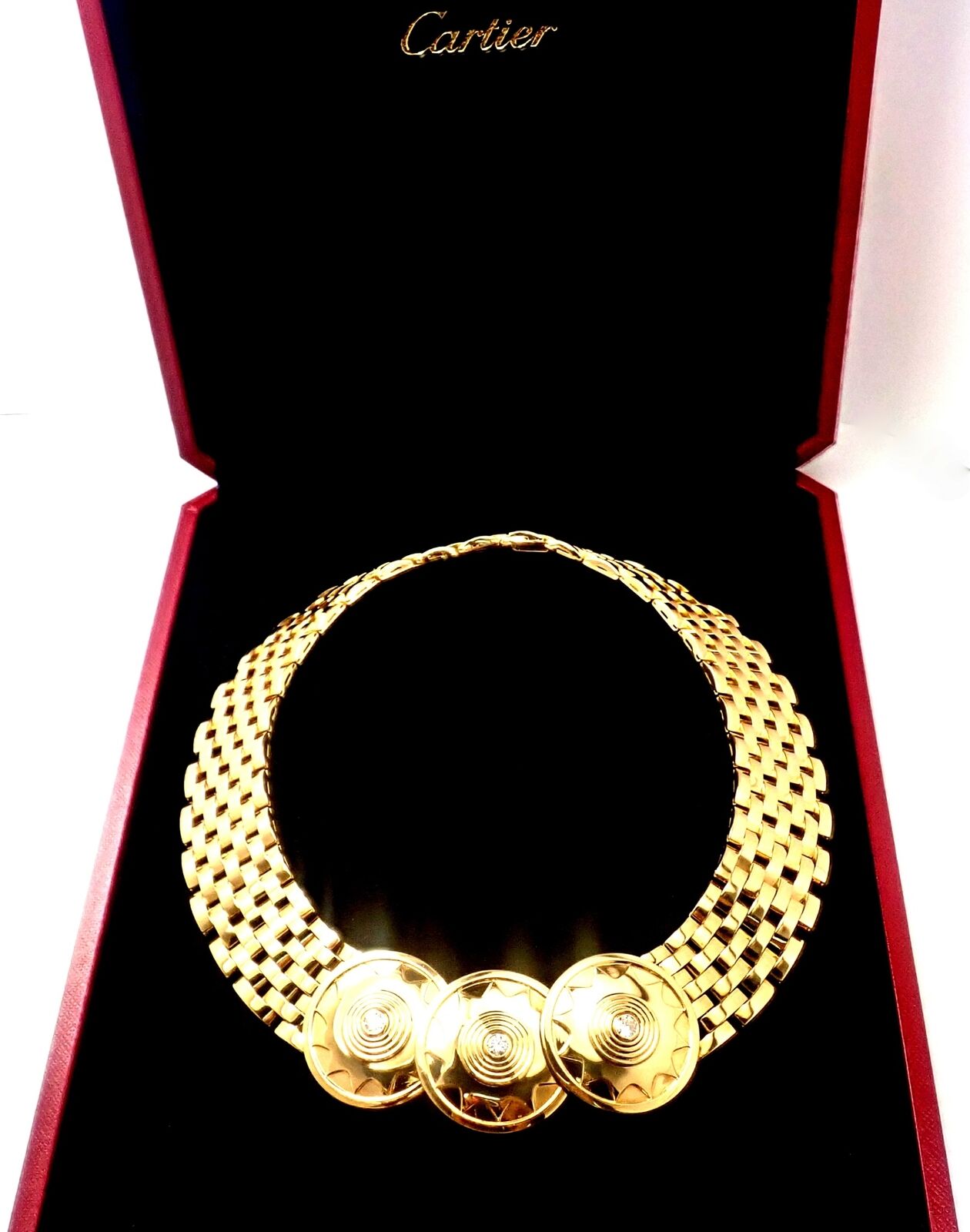 Authentic! Cartier Maillon Panthere Seven-Row 18k Yellow Gold Diamond Necklace | Fortrove