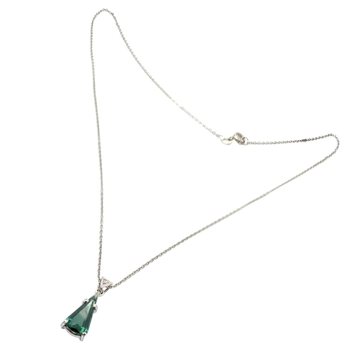 Rare! Authentic H. Stern 18k White Gold Diamond Blue Green Tourmaline Necklace | Fortrove