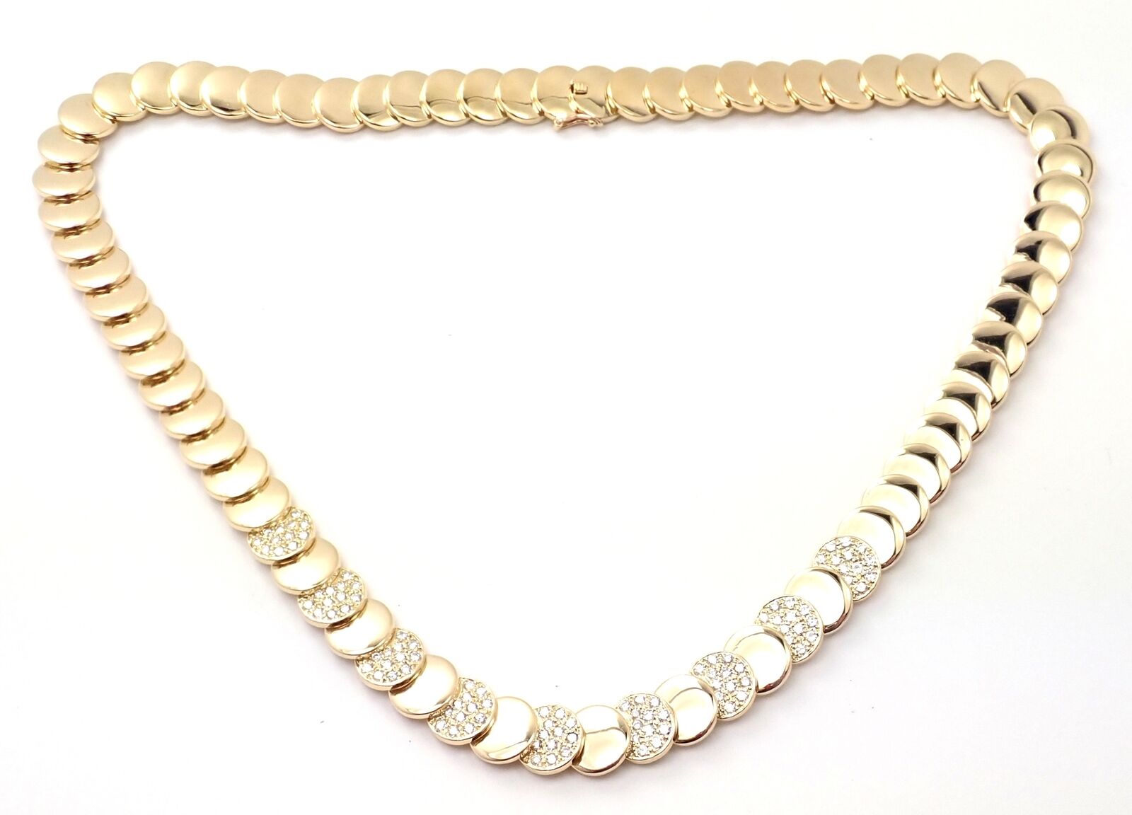Rare! Vintage Authentic Van Cleef & Arpels 18k Yellow Gold Diamond Disc Necklace | Fortrove