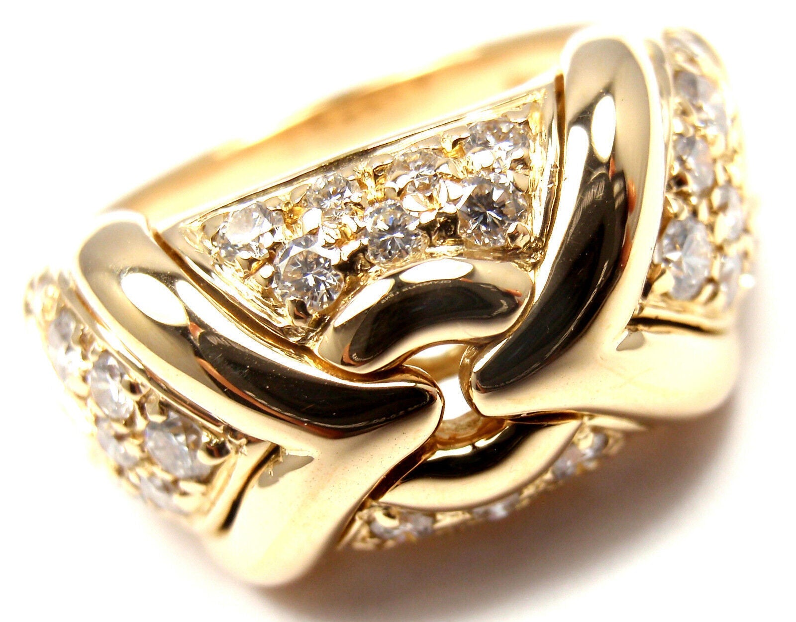 Authentic! Bulgari Bvlgari 18k Yellow Gold Diamond Band Ring | Fortrove