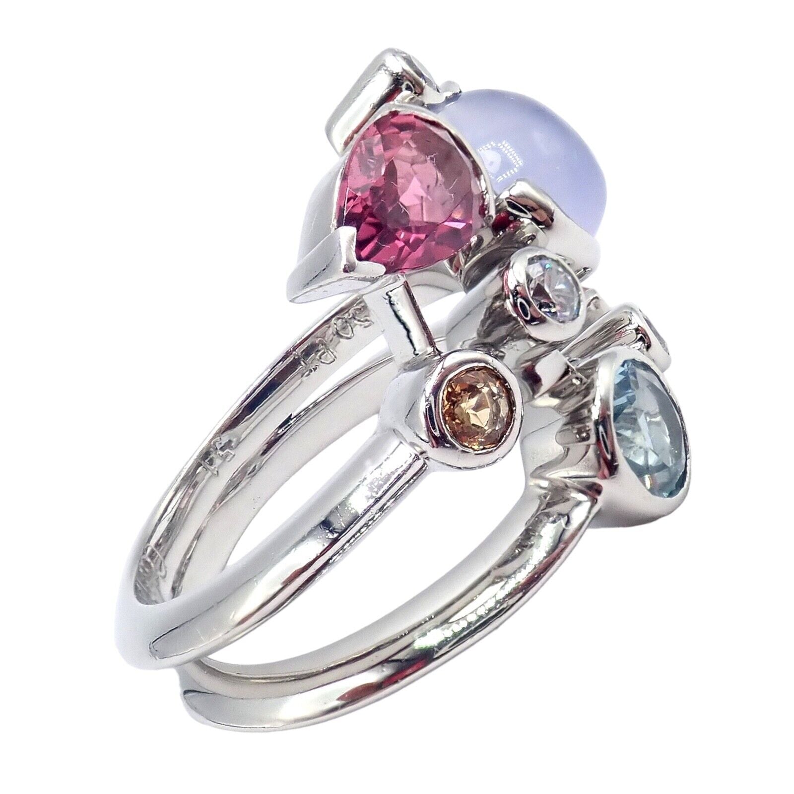Cartier Meli Melo Platinum Chalcedony Tourmaline Garnet Diamond Ring sz 5.75 | Fortrove