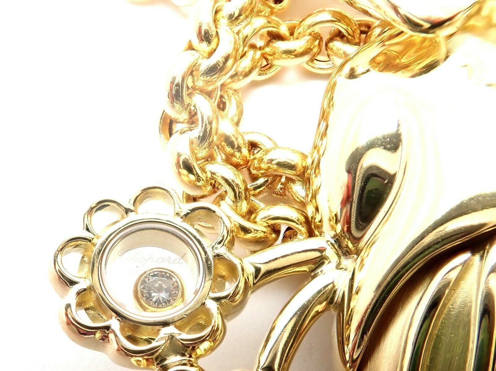 Authentic! Chopard 18k Yellow Gold Large Happy Clown Flower Pendant Necklace | Fortrove