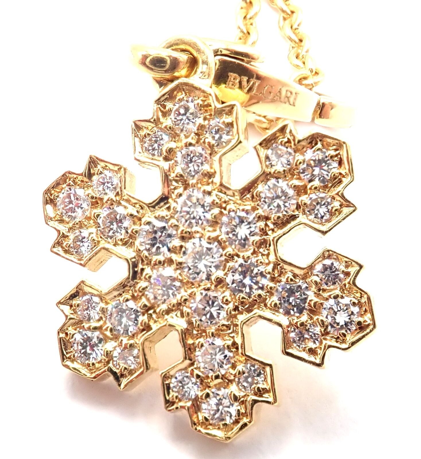 Bvlgari Jewelry & Watches:Fine Jewelry:Necklaces & Pendants Bulgari Bvlgari Fiocco De Neve Snowflake 18k Gold Diamond Pendant Necklace Paper