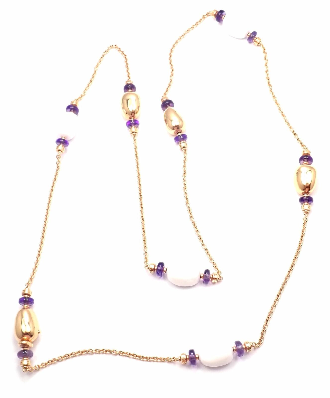 Bvlgari Bulgari Mediterranean Eden Sautoir 18k gold amethyst ceramic necklace | Fortrove