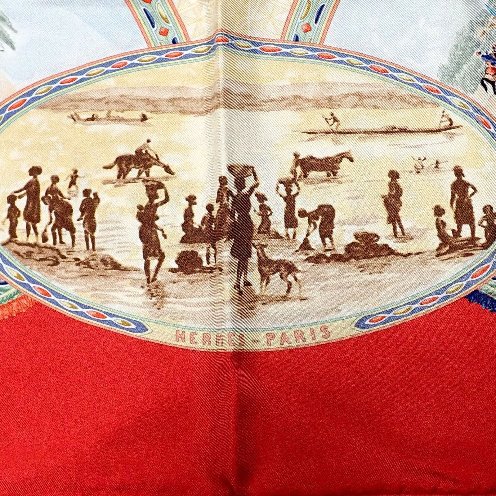 Authentic RARE! Hermes Carre Africa Tribe Vintage 90cm Silk Scarf | Fortrove