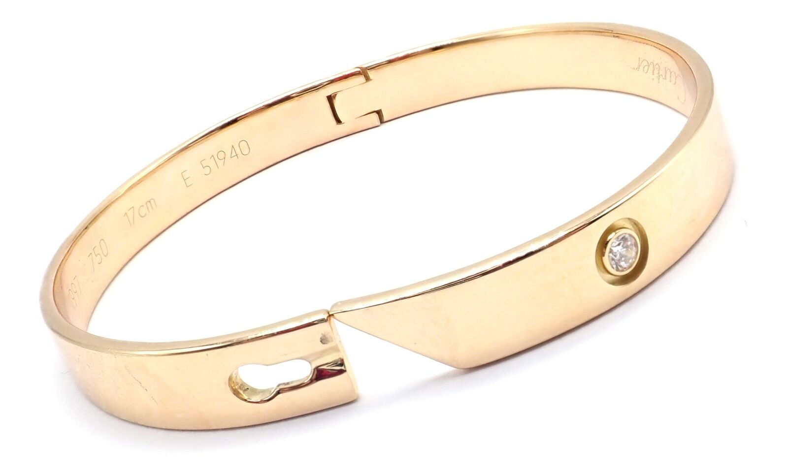 Authentic! Cartier 18k Yellow Gold Diamond Anniversary Bangle Bracelet Size 17 | Fortrove