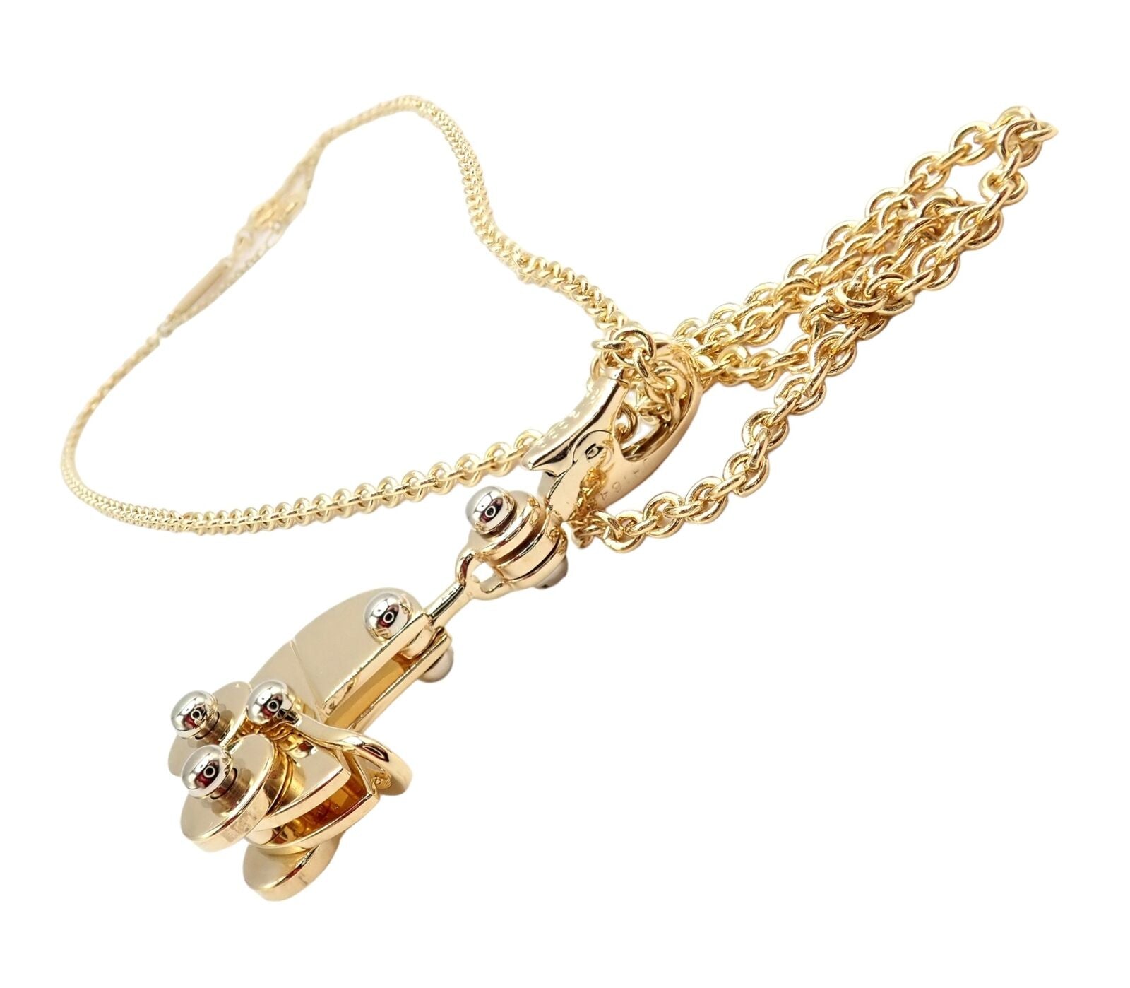 Authentic! Cartier 18k Yellow Gold Baby Carriage Stroller Charm Pendant Necklace | Fortrove