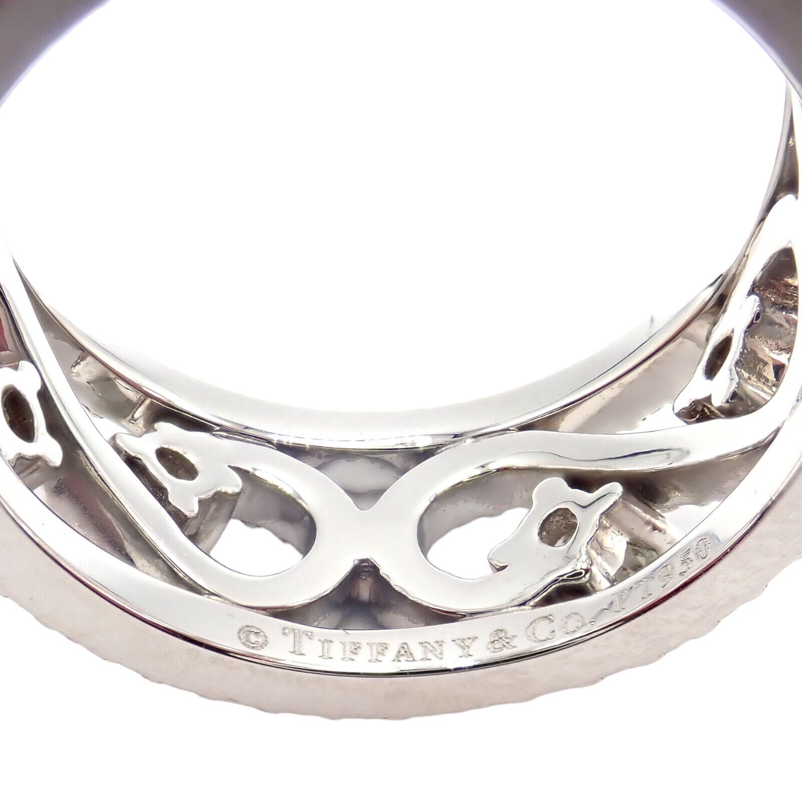 Authentic! Tiffany & Co Platinum Diamond Enchant Scroll Wide Band Ring Size 6 | Fortrove