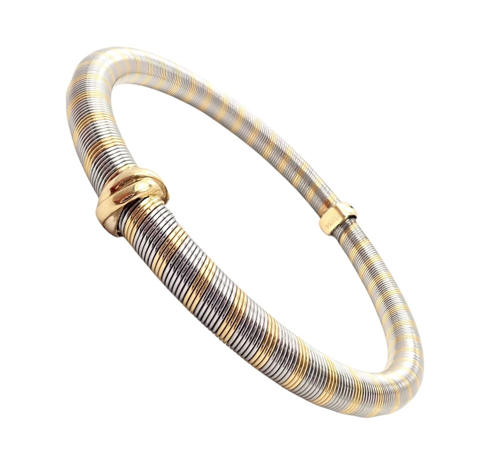 Authentic Vintage Cartier 18k Yellow Gold + Steel Bangle Trinity Bracelet | Fortrove